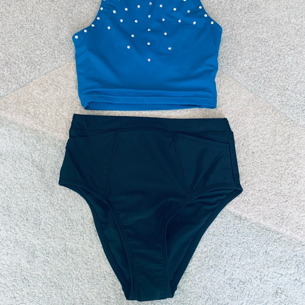 Kona Sol Black Medium Coverage High Waisted Bikini Bottoms